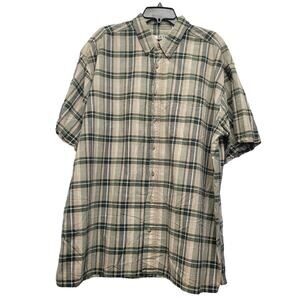 SRT Mens 2XLT 100% Cotton Plaid Short Sleeve Button Up Shirt w Front Pocket